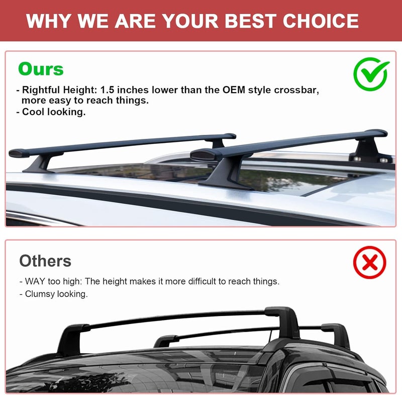KINGGERI 220lbs Roof Racks Cross Bars Fit for Jeep Grand Cherokee L 2021-2026 & Grand Cherokee 2022-2026, Heavy Duty All Metal Aluminum Roof Rails Crossbars Luggage Cargo Carrier SUV Accessories - Image 3